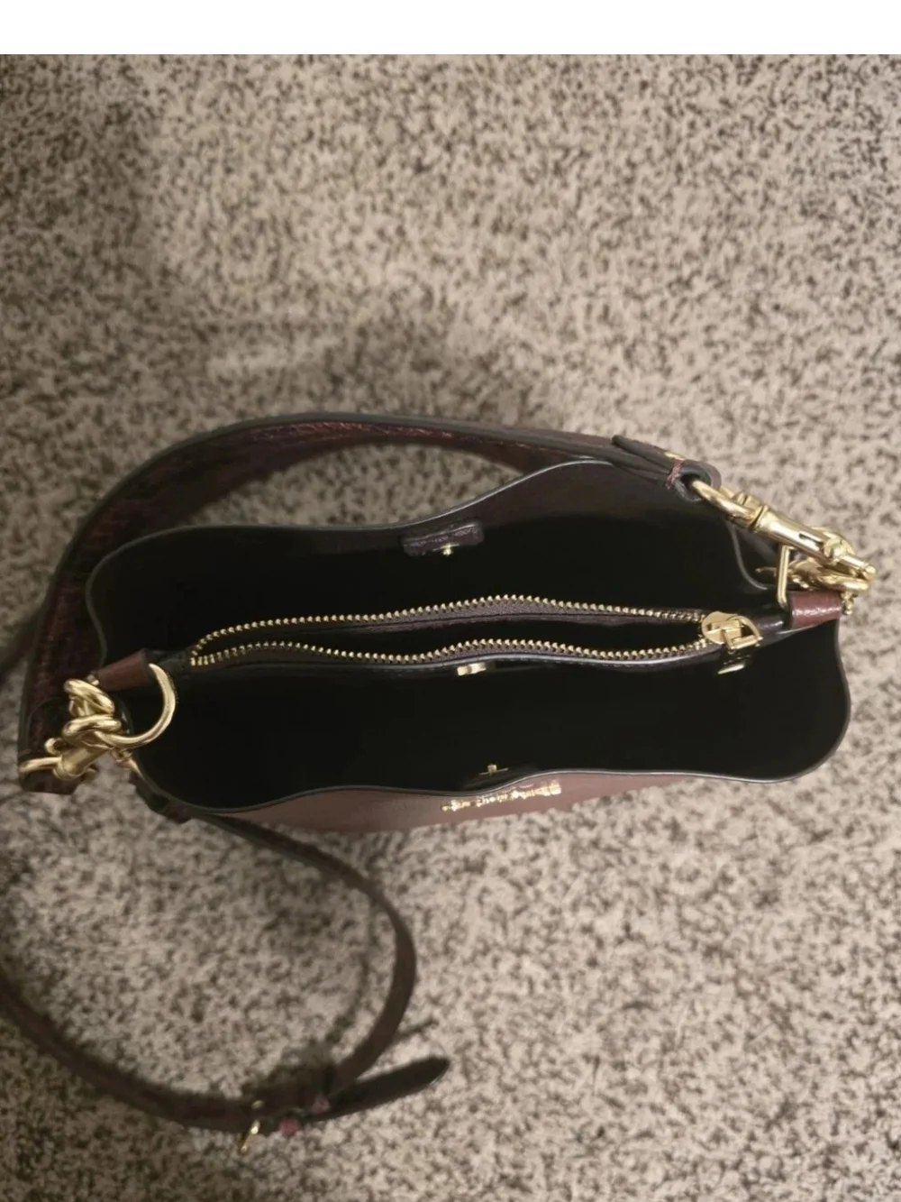 Coach Chestnut Pebbled Leather Crossbody Bag with Gold Hardware